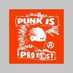 Punk is Protest mikina s kapucou stiahnutelnou šnúrkami a klokankovým vreckom vpredu 